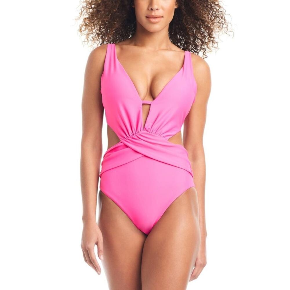 Bar III Women's Candy Kiss Draped Monokini Swimsuit Size XL